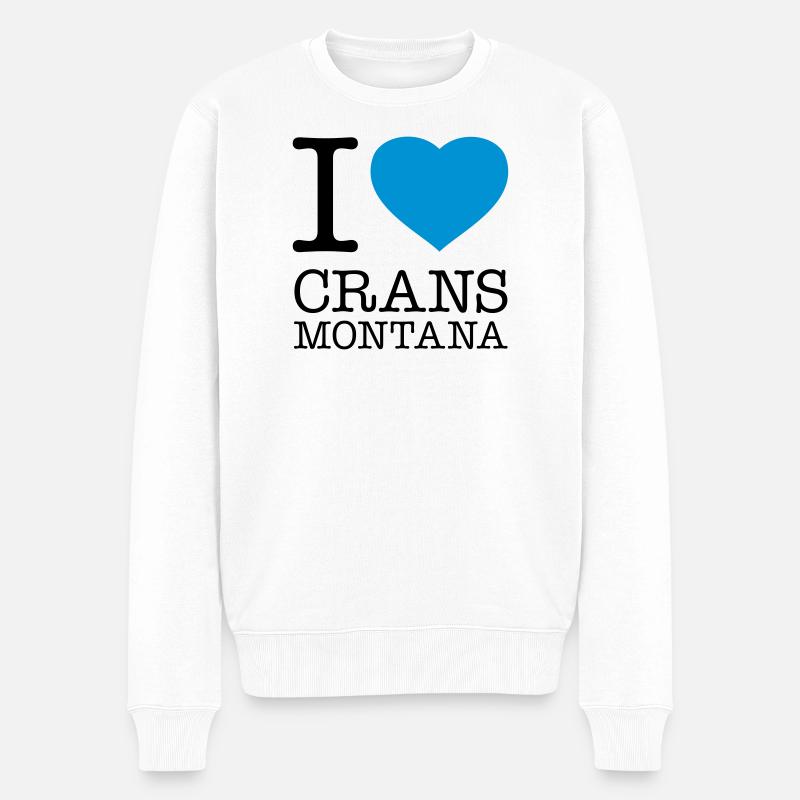 I LOVE CRANS-MONTANA - Männer Premium Bio Pullover - Weiß