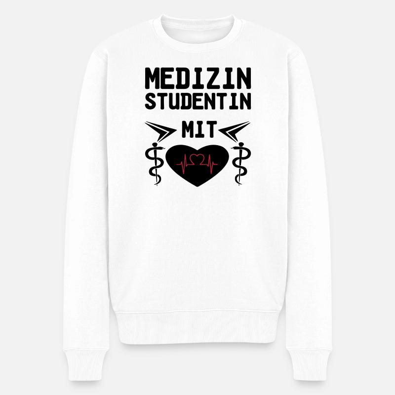 Medizinstudentin mit Herz Geschenk - Männer Premium Bio Pullover - Weiß