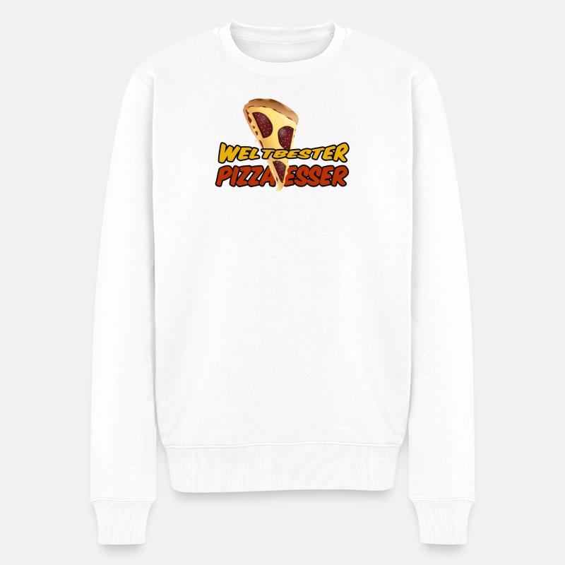 Weltbester Pizza-Esser Pizza, Italien, Geschenk - Männer Premium Bio Pullover - Weiß