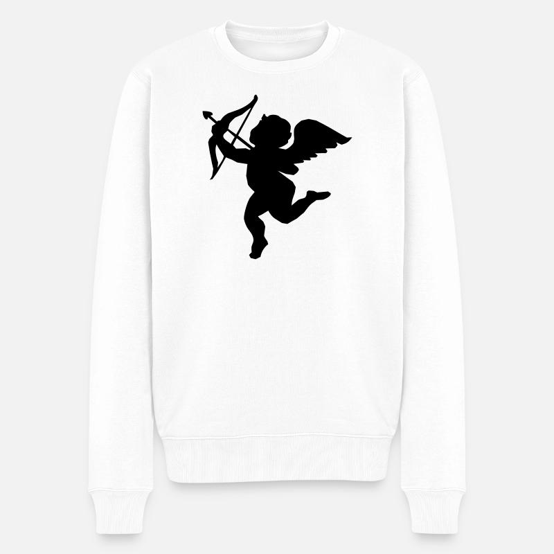 Engel med bue og pil, engel kærlighed - Økologisk premium-sweatshirt til mænd - hvid