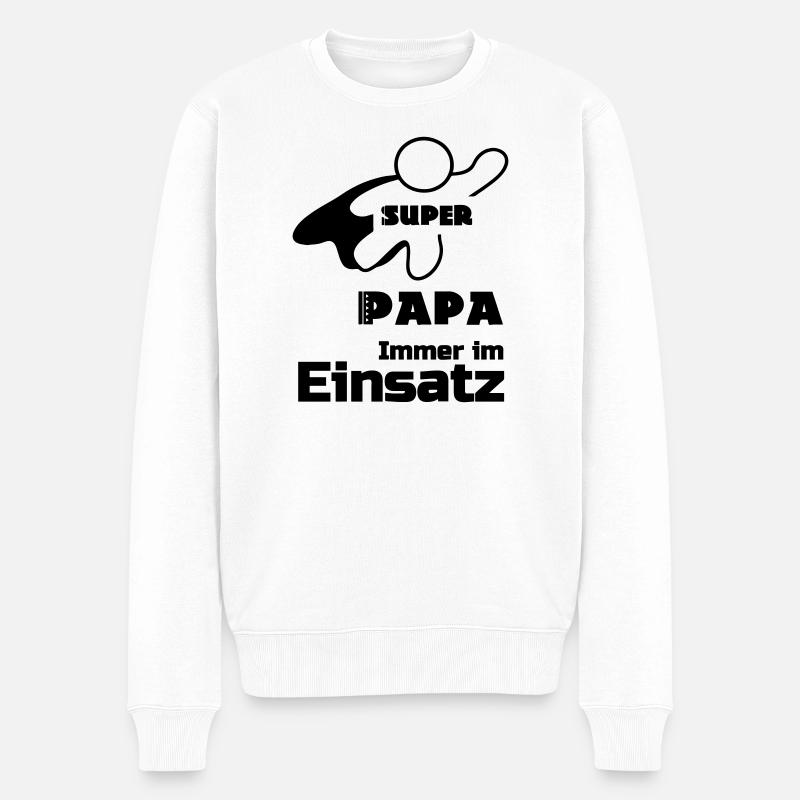 Super Papa Vater Familie Sprüche Vatertag Geschenk - Männer Premium Bio Pullover - Weiß