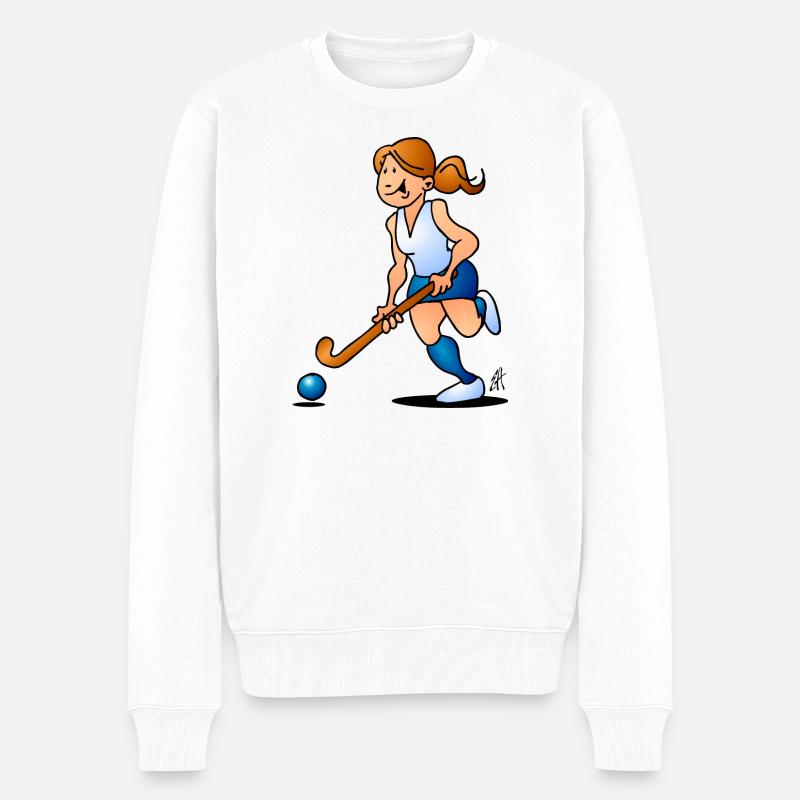 Feldhockey-Mädchen - Männer Premium Bio Pullover - Weiß
