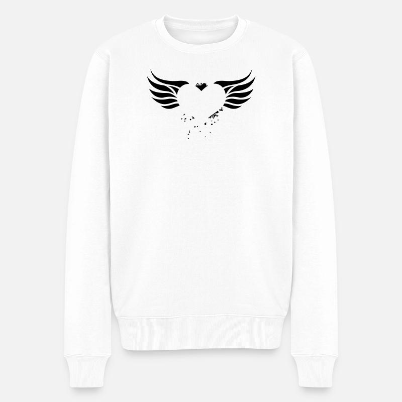 Herz mit Flügeln  - Männer Premium Bio Pullover - Weiß