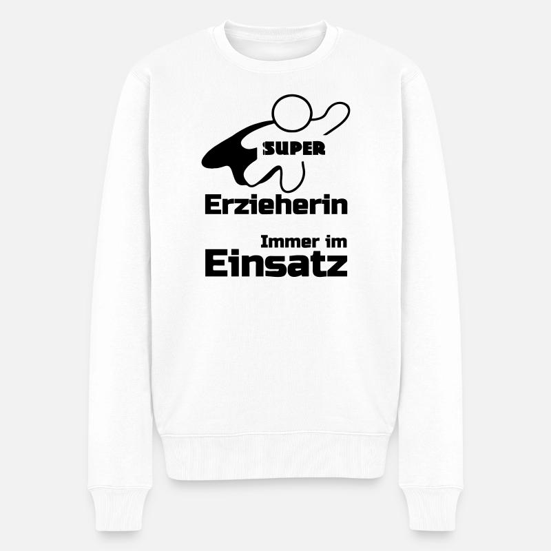 Super Erzieherin Geschenk - Männer Premium Bio Pullover - Weiß