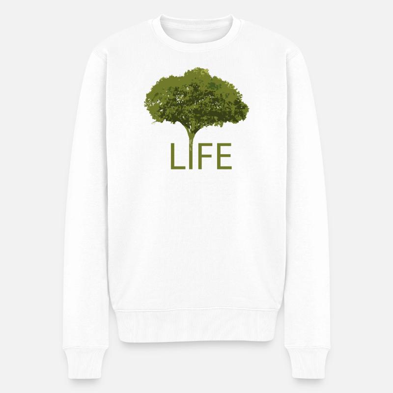 Arbre et Vie – Silhouette Verte - Pull Premium bio Homme - blanc