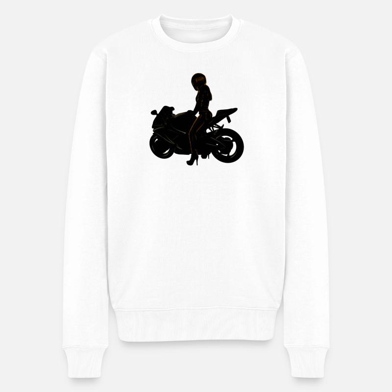 Lässige Motorradfahrerin - Männer Premium Bio Pullover - Weiß