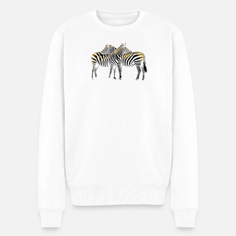 Zebra - Männer Premium Bio Pullover - Weiß