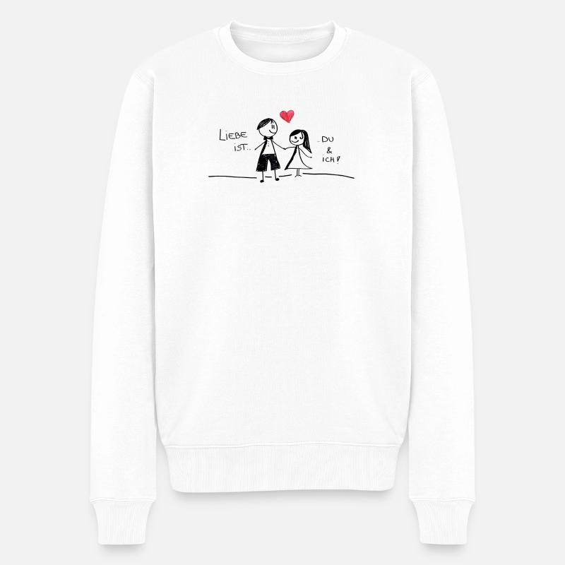 Liebe ist..._ROT - Männer Premium Bio Pullover - Weiß