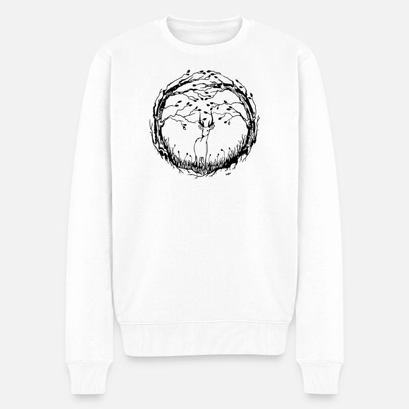 Der Wald - Männer Premium Bio Pullover - Weiß