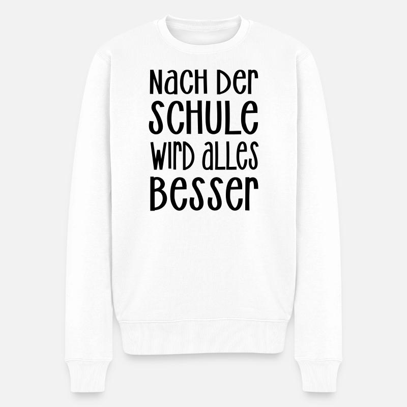 nach der Schule - Männer Premium Bio Pullover - Weiß