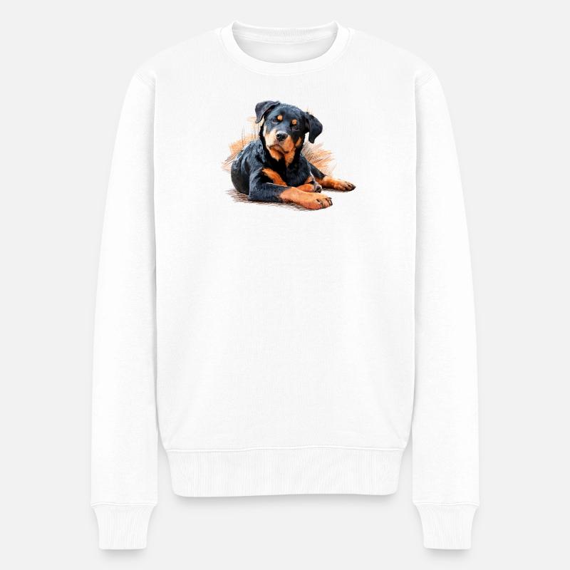 Rottweiler - Männer Premium Bio Pullover - Weiß