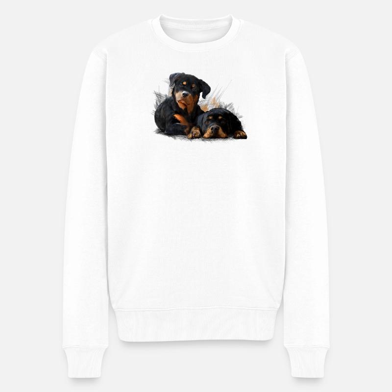 Welpen - Männer Premium Bio Pullover - Weiß