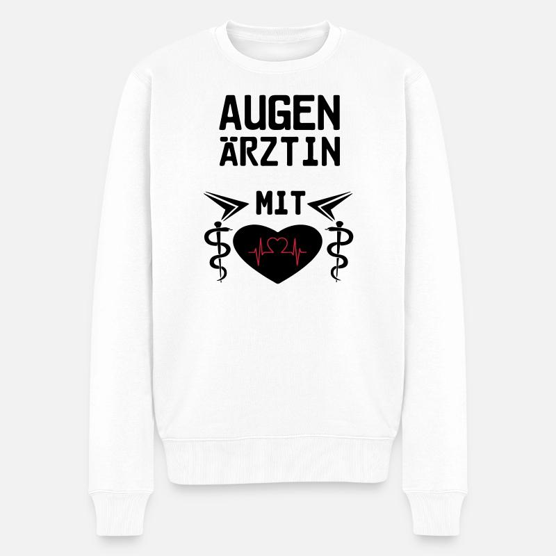Augenärztin mit Herz Geschenk - Männer Premium Bio Pullover - Weiß