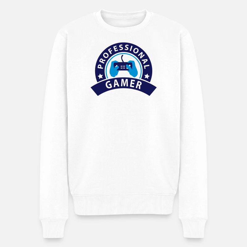 prof_gamer_1 - Männer Premium Bio Pullover - Weiß