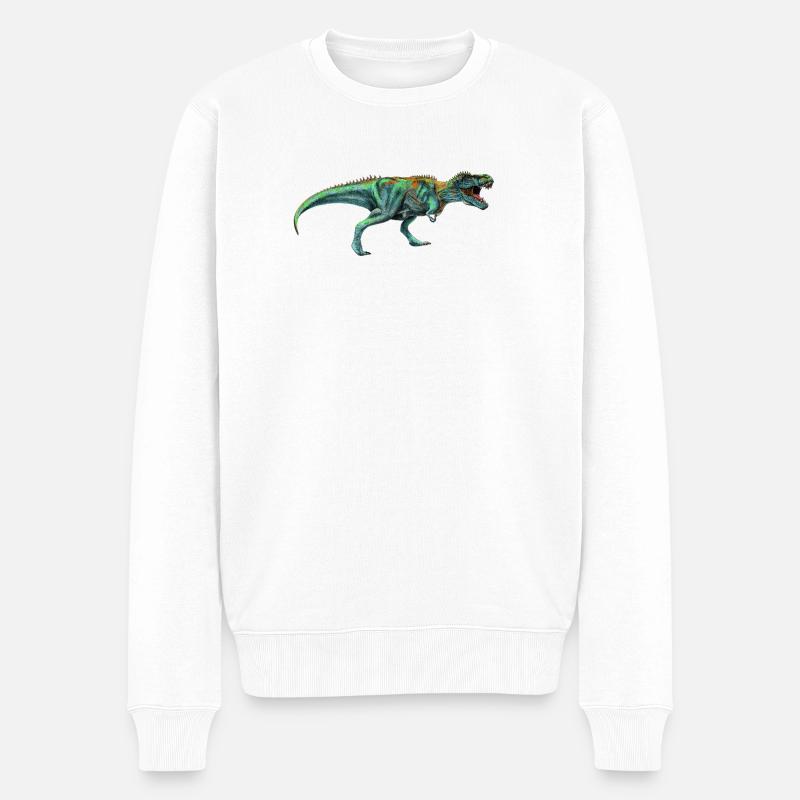 Dinosaurier - Männer Premium Bio Pullover - Weiß