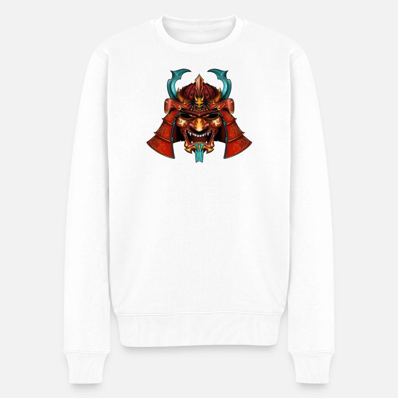 Samurai - Männer Premium Bio Pullover - Weiß