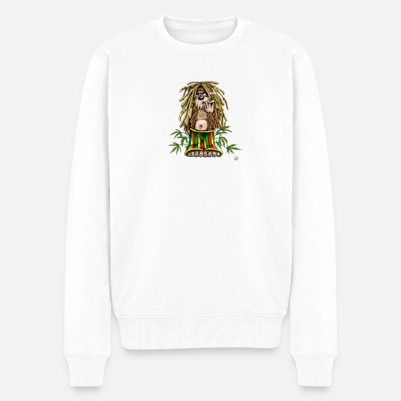 Rastafari Dread Bear Illustration - Männer Premium Bio Pullover - Weiß