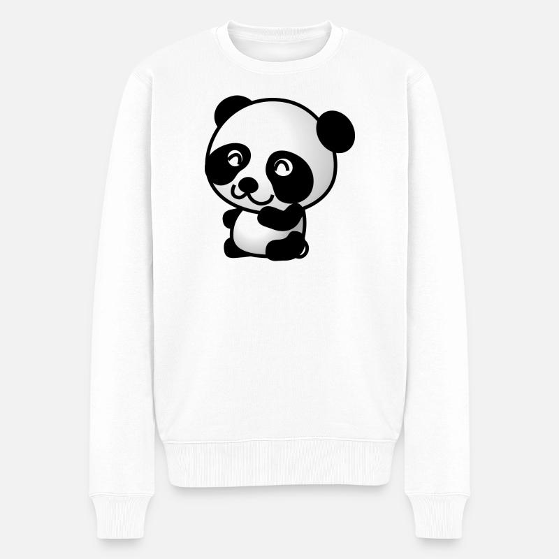 Netter Panda - Männer Premium Bio Pullover - Weiß