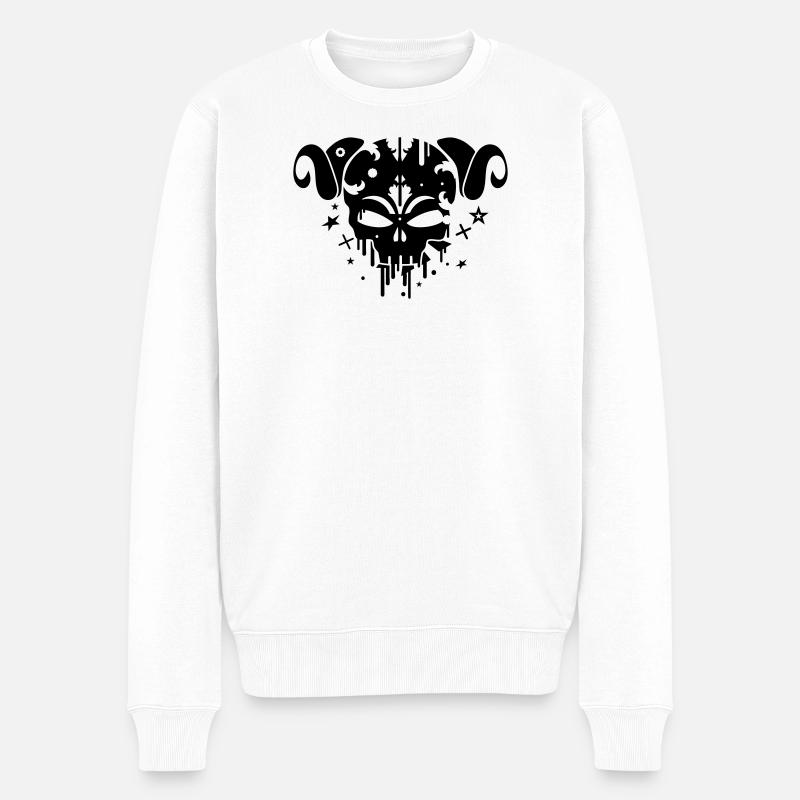 Faun Skull - Männer Premium Bio Pullover - Weiß