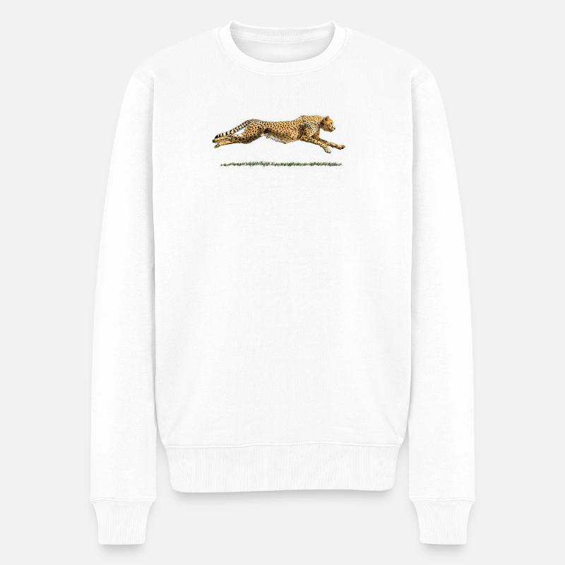 Leopard - Männer Premium Bio Pullover - Weiß