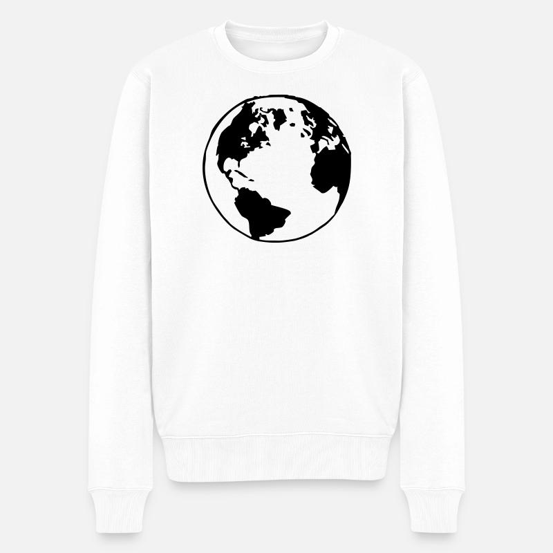 Der Globus - Männer Premium Bio Pullover - Weiß