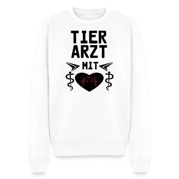 Tierarzt mit Herz Geschenk - Männer Premium Bio Pullover - Weiß - Vorne - Thijin (182cm)
