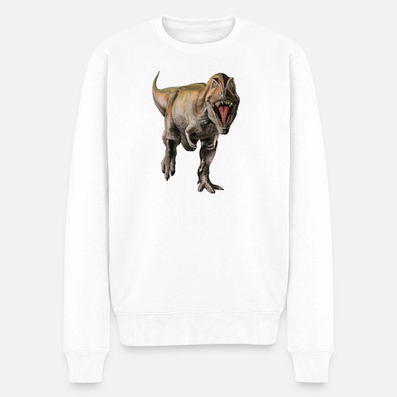 Dinosaurier - Männer Premium Bio Pullover - Weiß