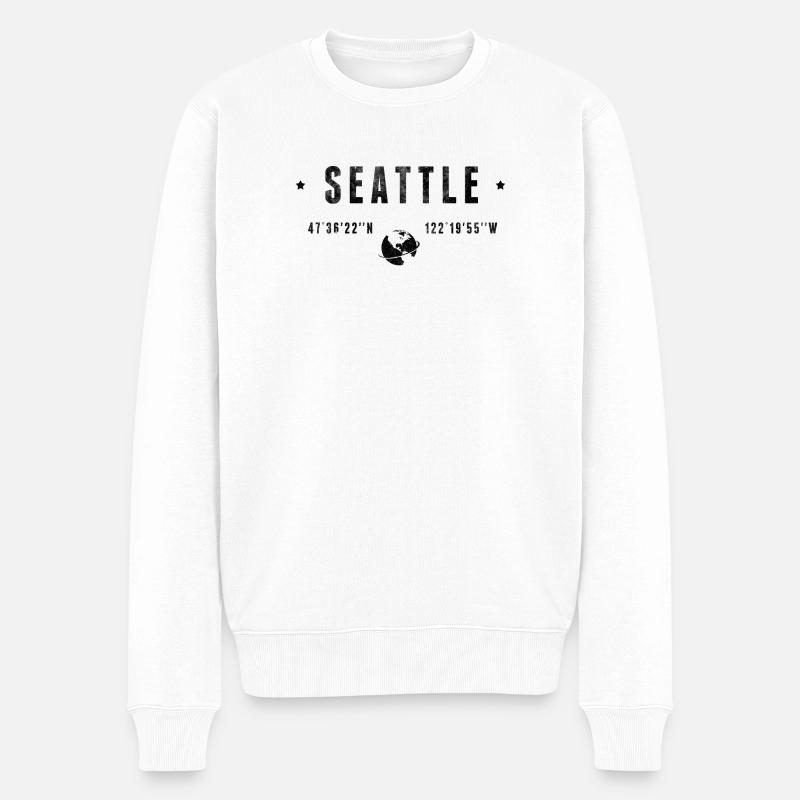 Seattle - Männer Premium Bio Pullover - Weiß