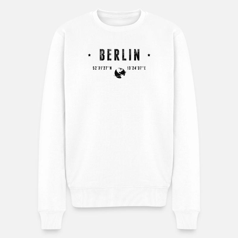 Berlin - Männer Premium Bio Pullover - Weiß