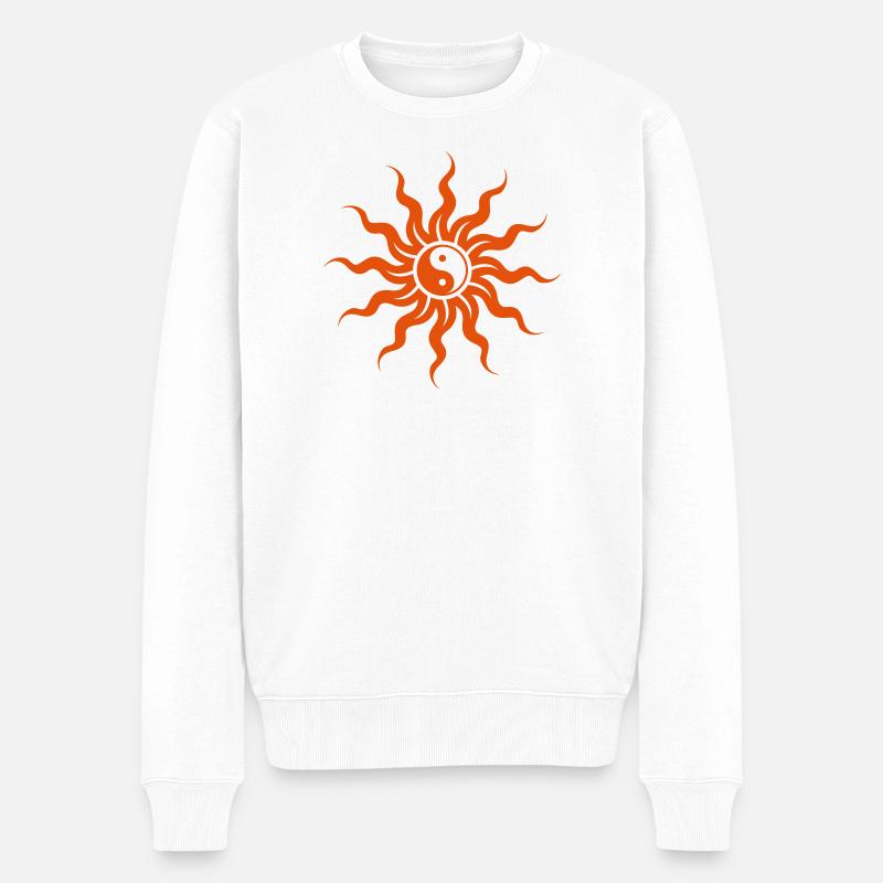 Yin Yang Sonne - Männer Premium Bio Pullover - Weiß