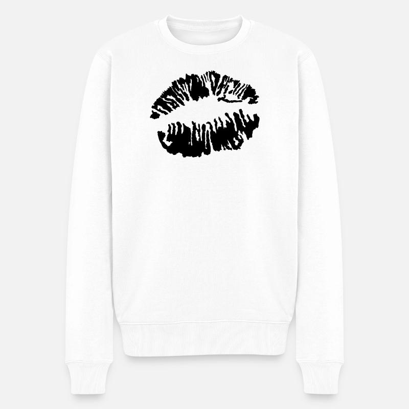 Kußmund - Männer Premium Bio Pullover - Weiß