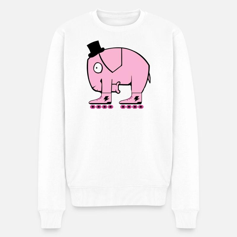 Pinker Elefant - Männer Premium Bio Pullover - Weiß