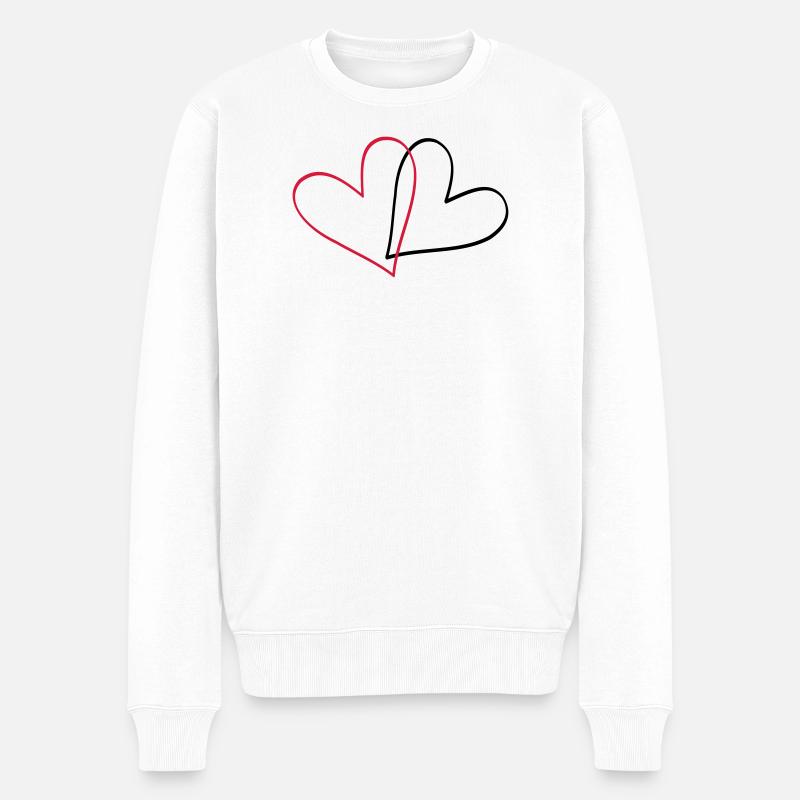 Herzen Herz Geschenkidee Partnerlook - Männer Premium Bio Pullover - Weiß