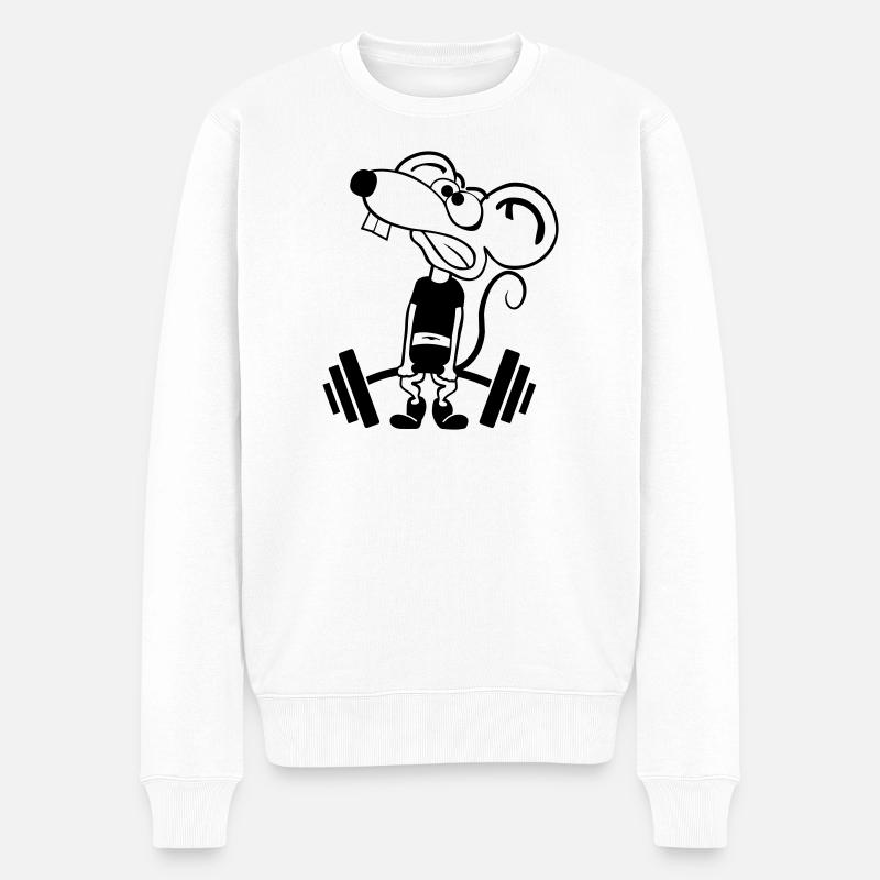 Pump Maus kontur 2c - Männer Premium Bio Pullover - Weiß