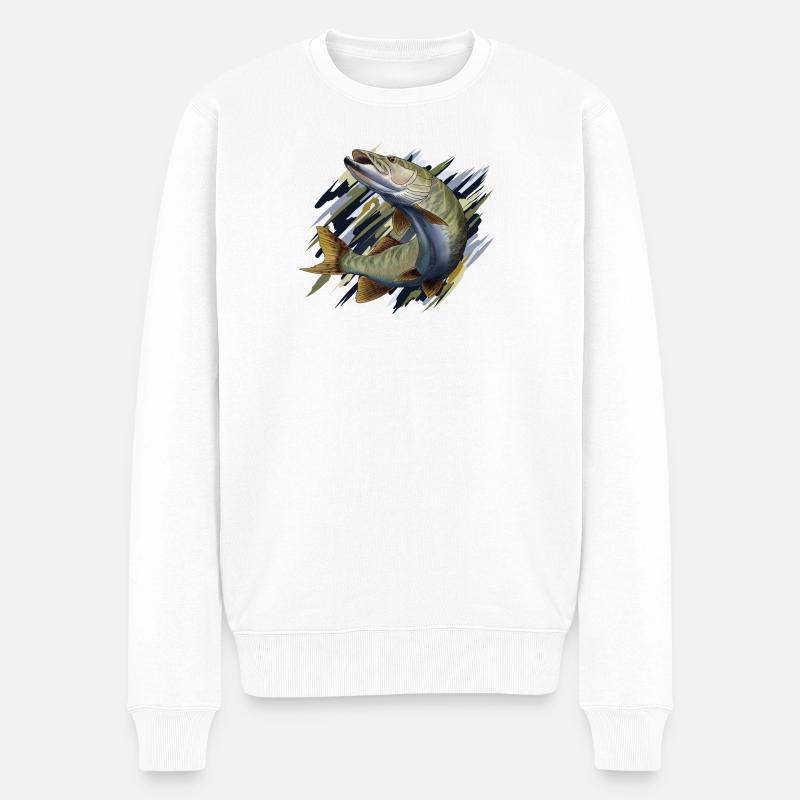 Hecht - Männer Premium Bio Pullover - Weiß