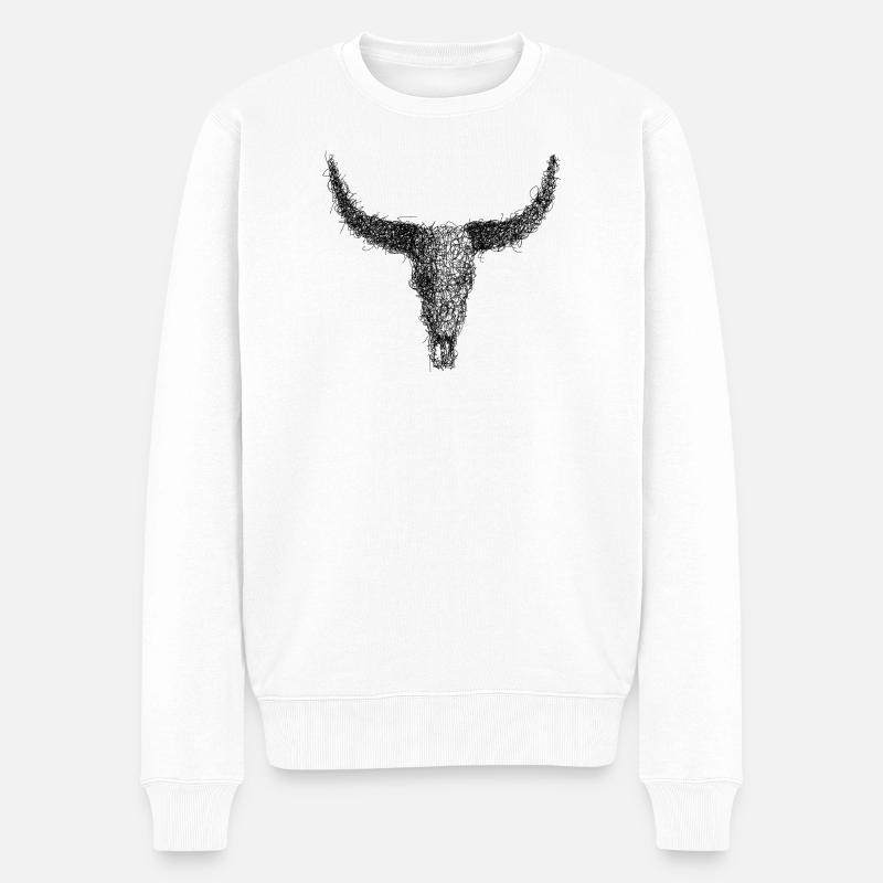 Büffel Griboullage - Männer Premium Bio Pullover - Weiß