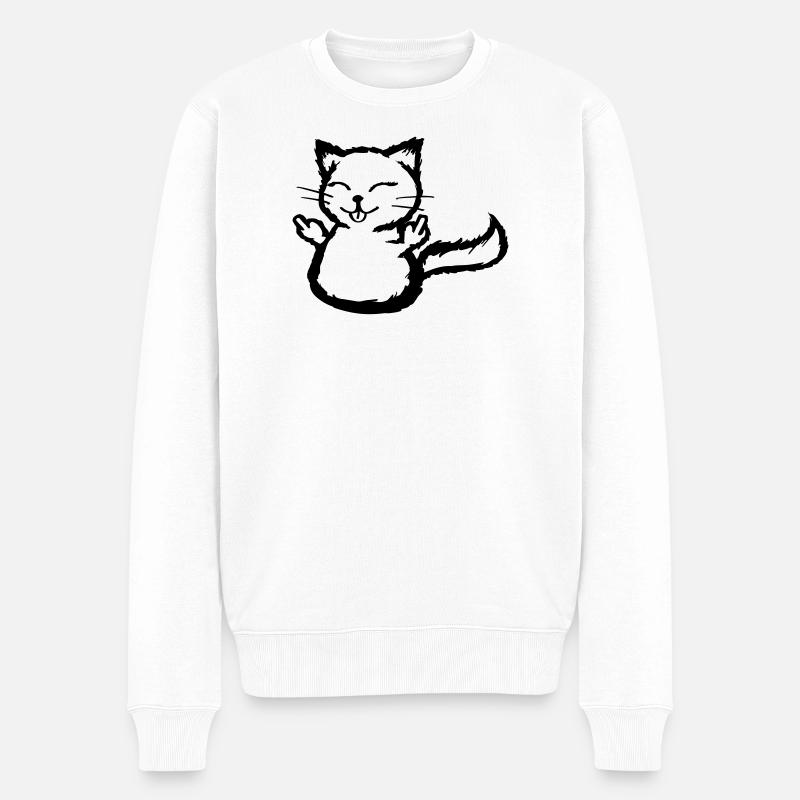 Freche fick dich Katze - Männer Premium Bio Pullover - Weiß