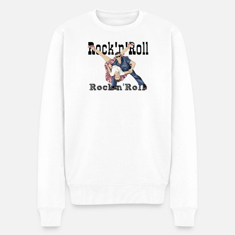 Rock and Roll - Männer Premium Bio Pullover - Weiß