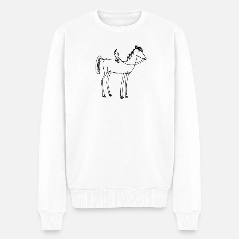 Ausritt auf dem Pferdchen - Männer Premium Bio Pullover - Weiß