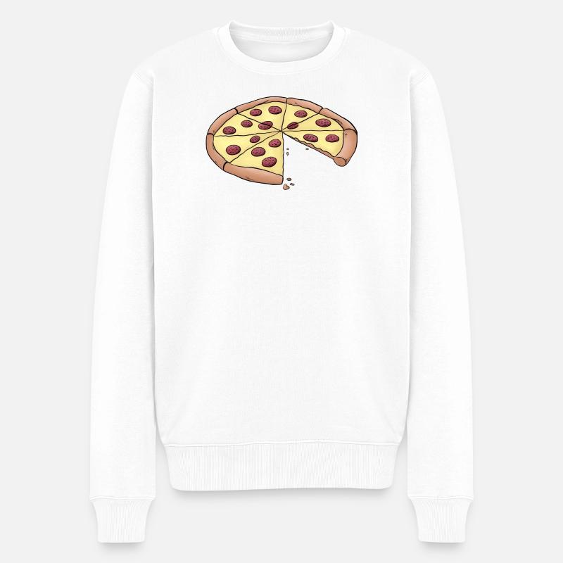 Pizza für Eltern-Baby-Partnerlook - Männer Premium Bio Pullover - Weiß
