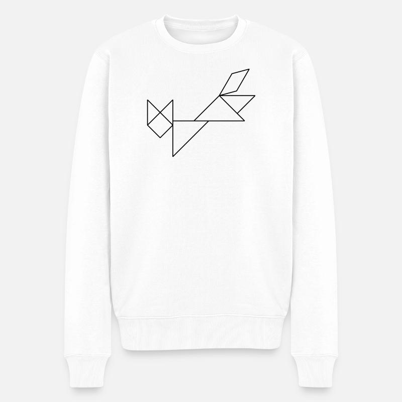 Tangram Fuchs Kontur - Männer Premium Bio Pullover - Weiß