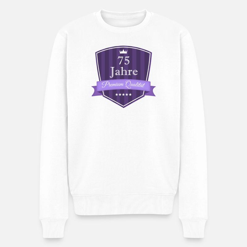 Premium 75 lila - Männer Premium Bio Pullover - Weiß