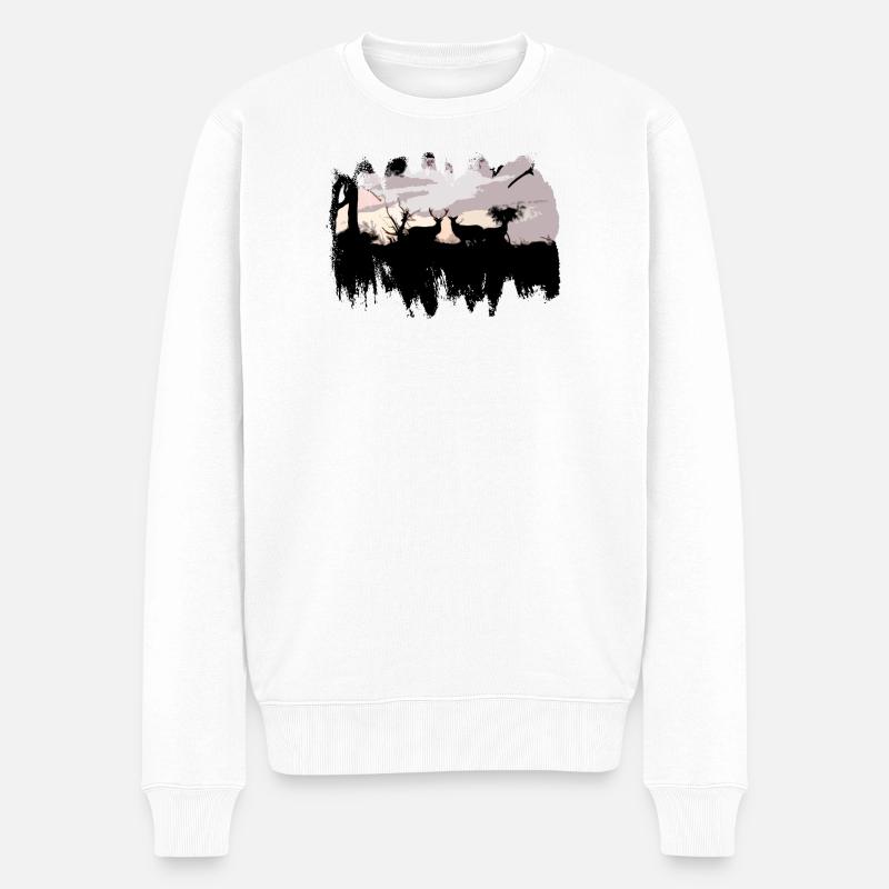 Hirschartigen im Ansatz - Männer Premium Bio Pullover - Weiß