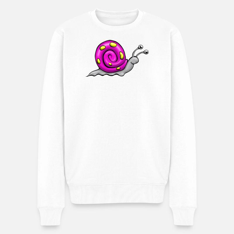 Schnecke Comic - Männer Premium Bio Pullover - Weiß