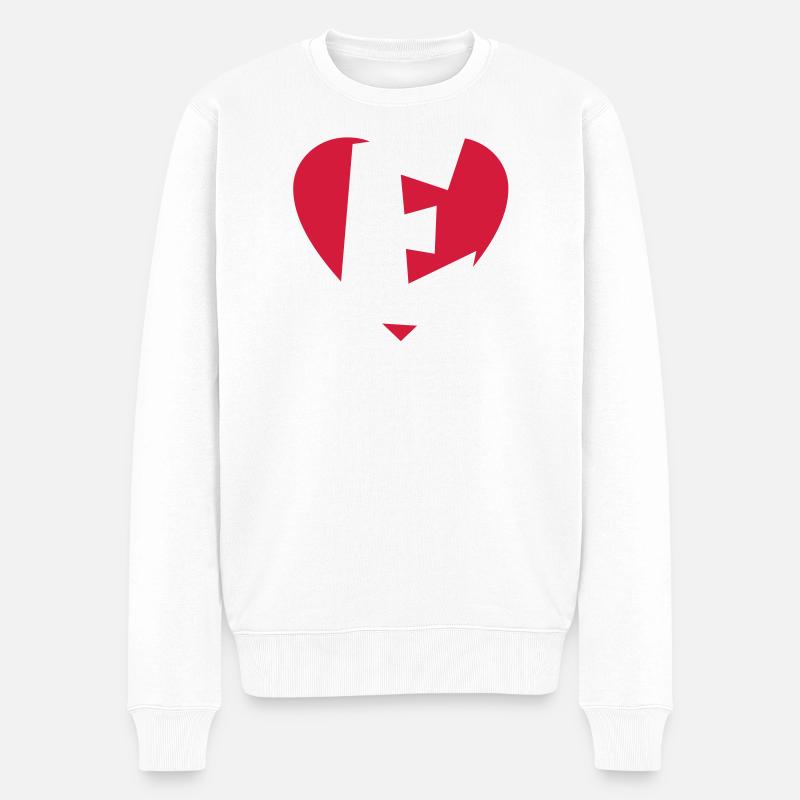 I love E - Herz E - Buchstabe E - Männer Premium Bio Pullover - Weiß