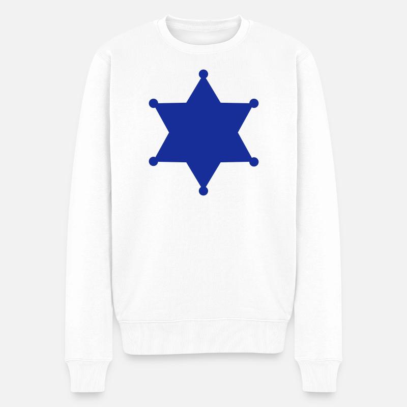 sheriff stern - Männer Premium Bio Pullover - Weiß