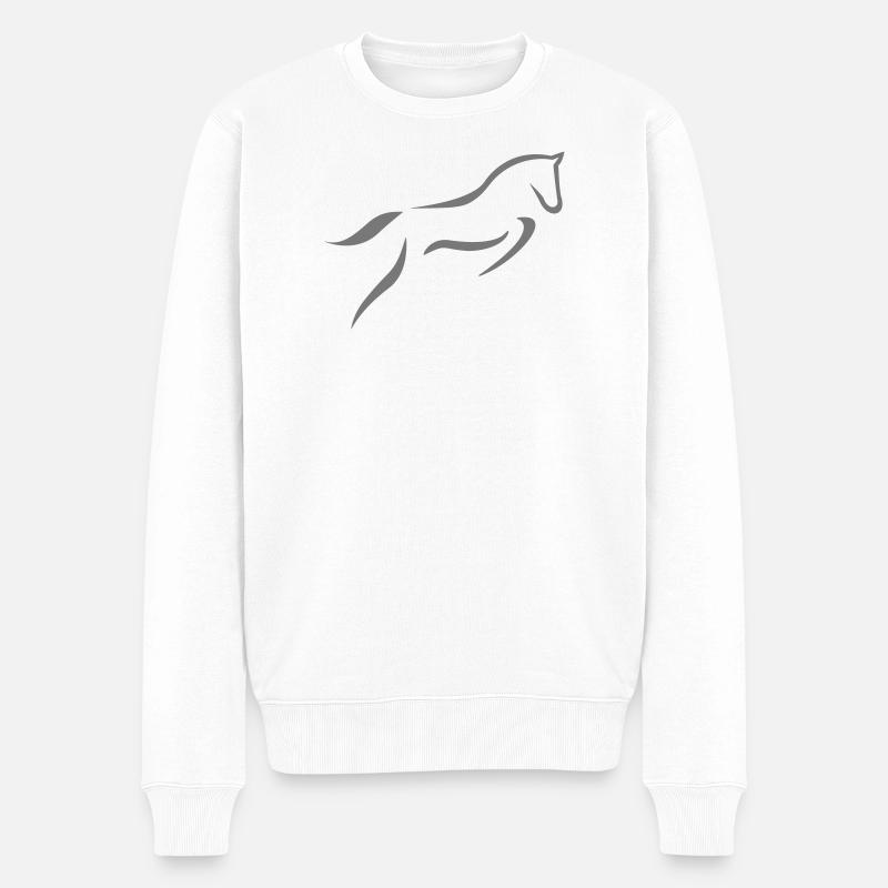 6061912 121413216 Springpferd - Männer Premium Bio Pullover - Weiß