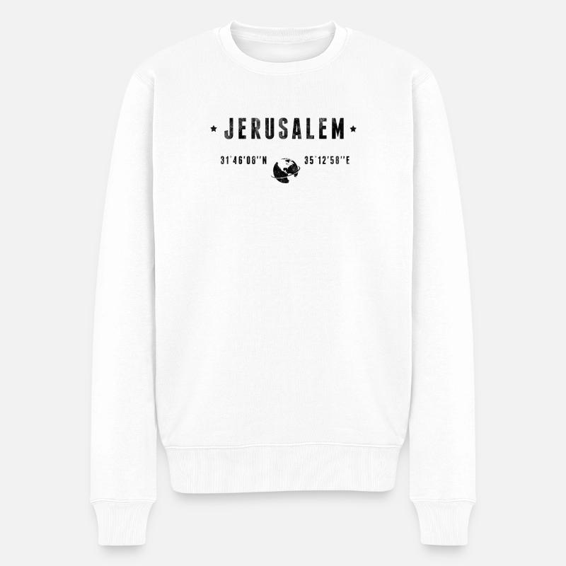 Jérusalem - Männer Premium Bio Pullover - Weiß