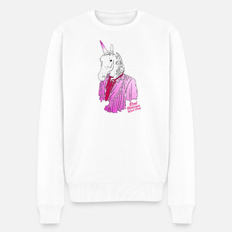 pink hipster unicorn - Männer Premium Bio Pullover - Weiß