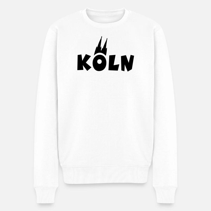 Köln mit Kölner Dom - Männer Premium Bio Pullover - Weiß